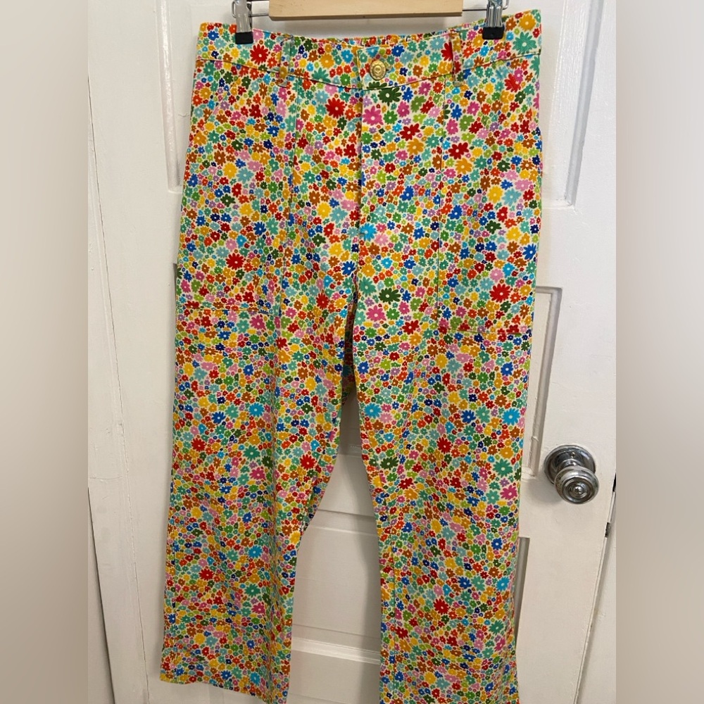 Big Bud Press rainbow blossom print work pants large